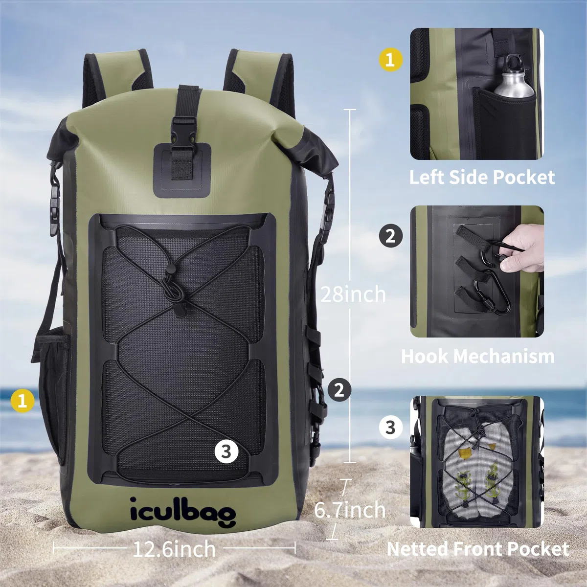 Mochila Playa Bolsa Estanca Neceser Playa Impermeable 30L/40L Mochila Impermeable for Kayak Pesca Canoa Paddle Surf Accesorios Waterproof Bag