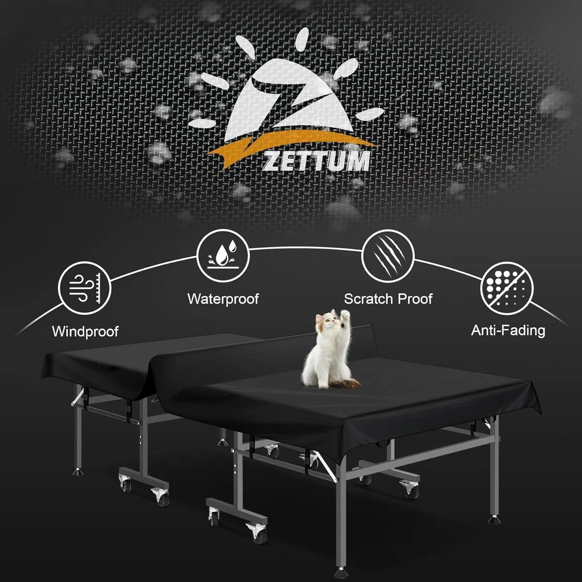 Zettum Funda de Mesa de Ping Pong 188 L x 155 A CM, 600D Oxford Impermeable y Protección Resistente Cubierta para Tenis de Mesa, Compatible con mesas plegables y estándar de ping-pong