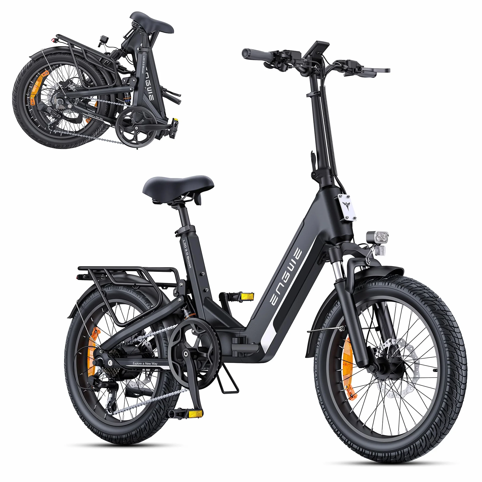 ENGWE L20 3.0 Boost Bicicleta eléctrica, batería de 48 V y 13,5 Ah, hasta 135 km, Sensor de par y Frenos hidráulicos, neumáticos 20x3,0, compatibilidad con aplicación