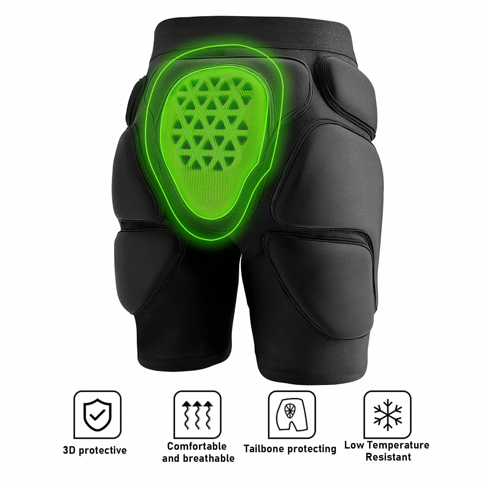 POENVFPO Almohadilla de Coxis, 3D Transpirable con 3 Capas de Protección, Pantalones Protectores Ergonómicos para Snowboard, Esquí, Patinaje y Skateboarding