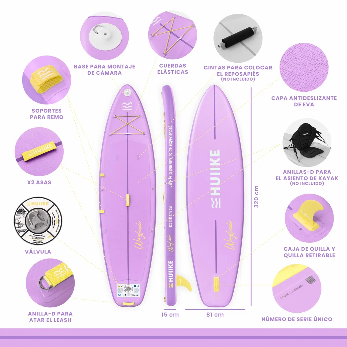 HUIIKE Tabla Paddle Surf Hinchable Touring con Accesorios Incluidos, Remo, Quilla, Leash, Inflador y Mochila. Stand Up Paddle Board Gran Estabilidad y Resistencia