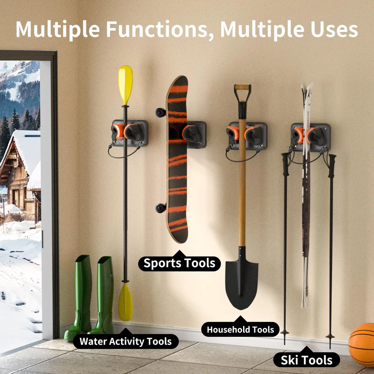 Estante de Pared para Esquí y Snowboard Compatible con Cualquier Modelo de Esquí y Snowboard Soporte de Pared de Esquí para el Hogar y el Garaje, 2 Paquete