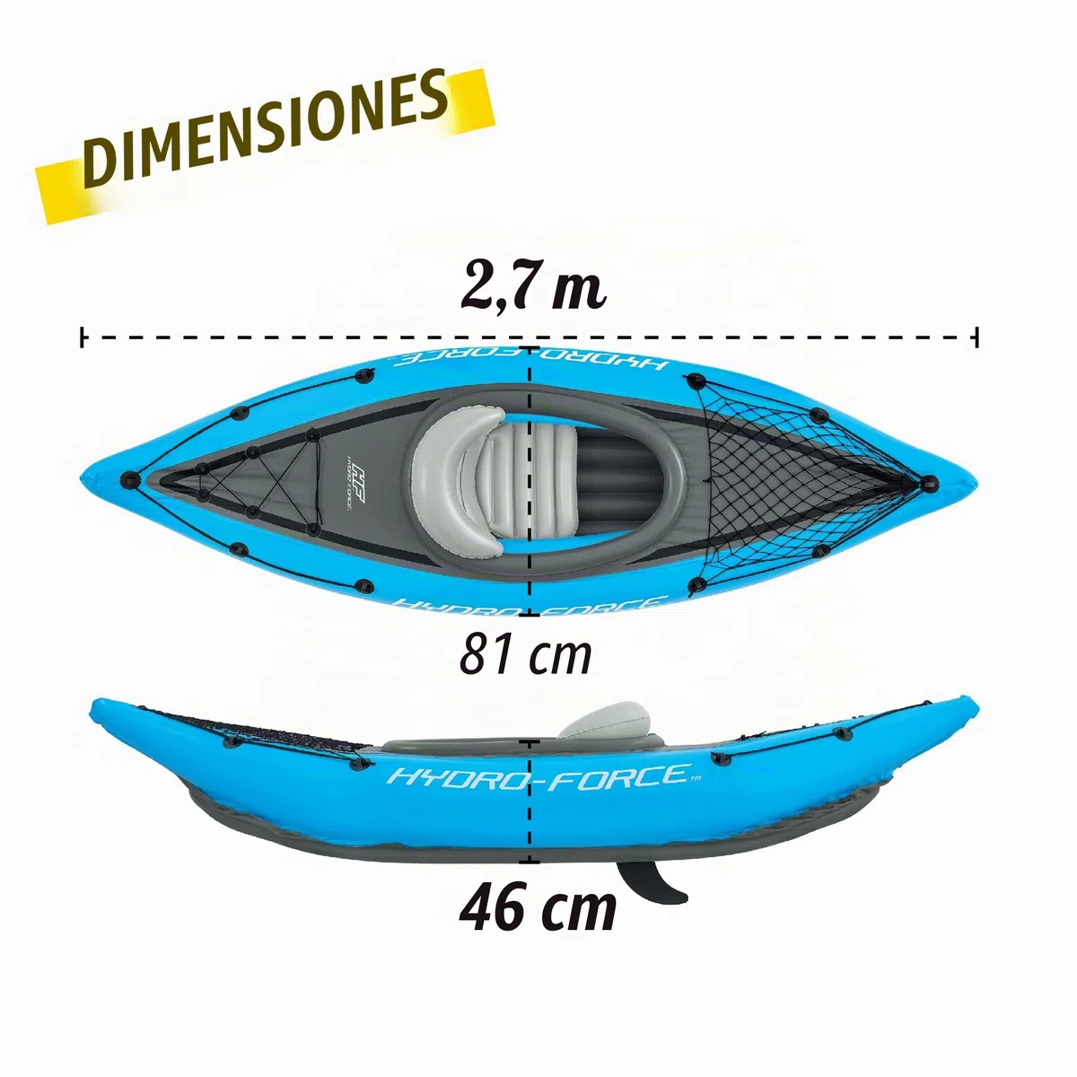 Hydro-Force Cove Champion | 1 Person Inflatable Kayak Set with Hand Pump, Paddles, Carry Bag, Blue