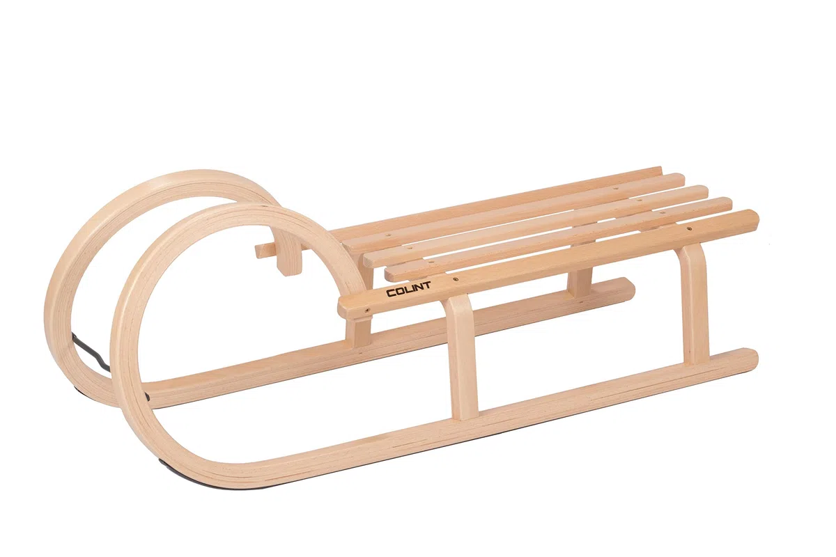 Spetebo COLINT - trineo de madera con cuernos 110 cm - trineo de madera de haya probado por TÜV - trineo para niños hecho de madera de haya