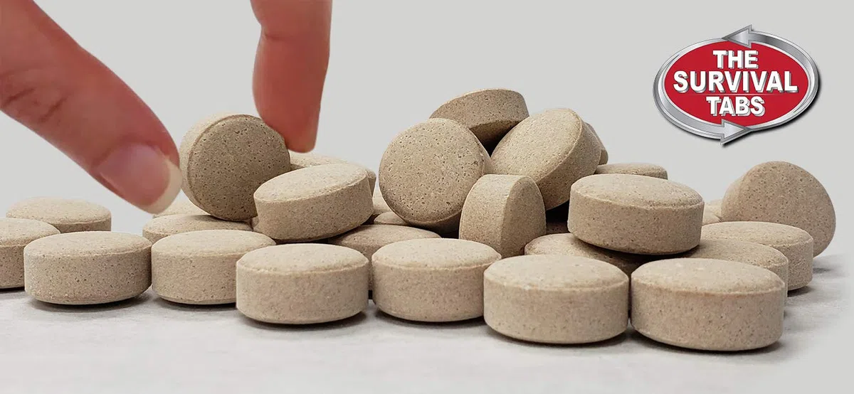 The Survival Tabs 120 comprimidos para 10 días de supervivencia de emergencia. Comidas listas para comer para viajes, acampadas, navegación, ciclismo y caza. Sin gluten ni OMG. 25 años de vida