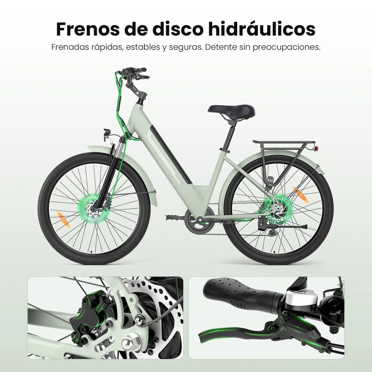 Bicicleta Eléctrica para Mujer 27,5", Motor 250W, Batería Extraíble 36V 15,6Ah hasta 100 km, Velocidad 25 km/h