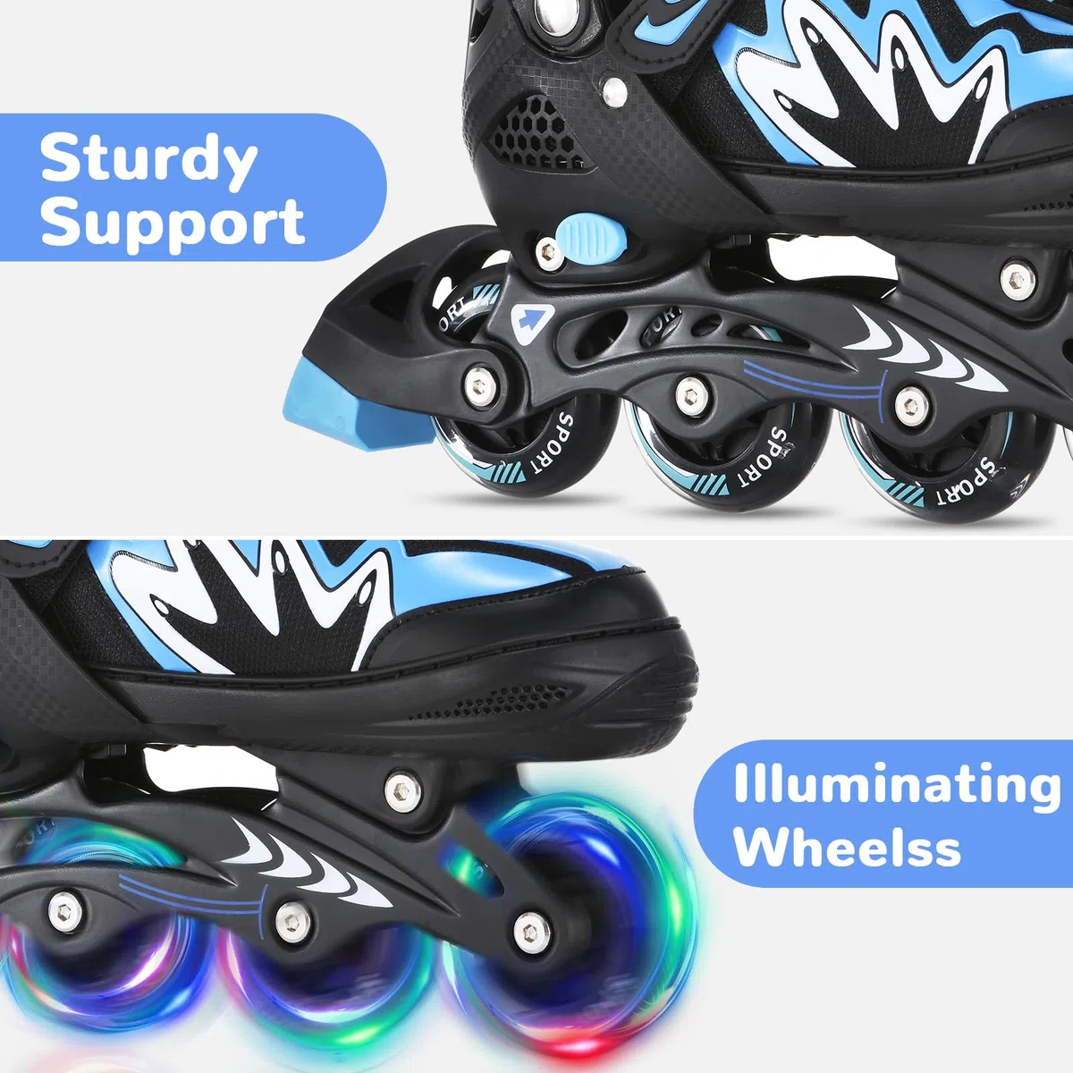 TOMSHOO Patines en Línea para Niña Niños, Patines 4 Tamaños Ajustables, LED Ruedas, Patines Línea para Niños, Niñas, Adolescentes Principiantes