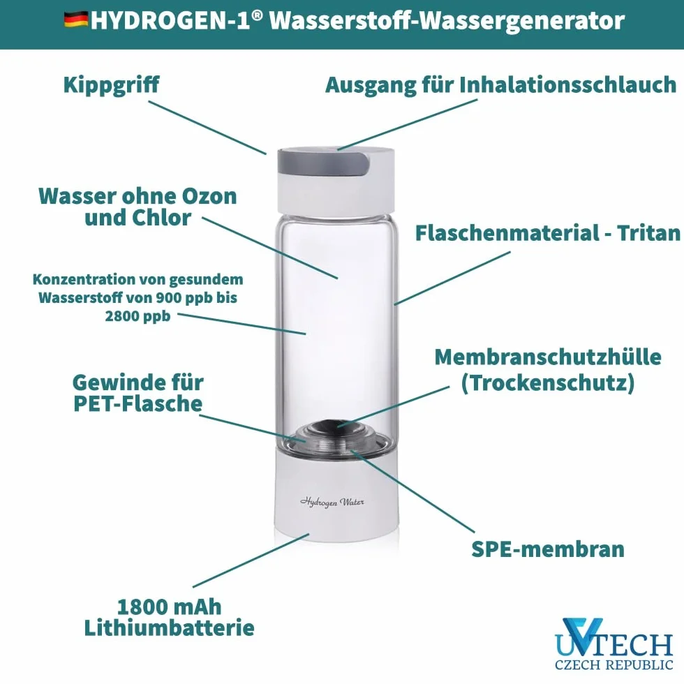 Generador de agua de hidrógeno original 400 ml Inhalación de hidrógeno de membrana japonesa SPE