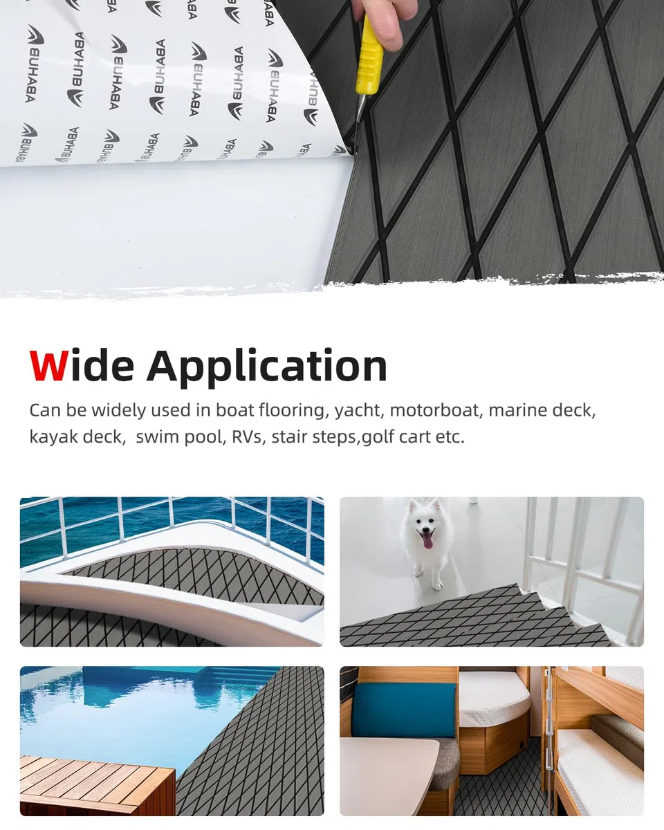 Abahub Hoja de espuma EVA para suelo de barco, patrón de diamante, con alfombra autoadhesiva para lancha, kayak, tabla de surf, SUP