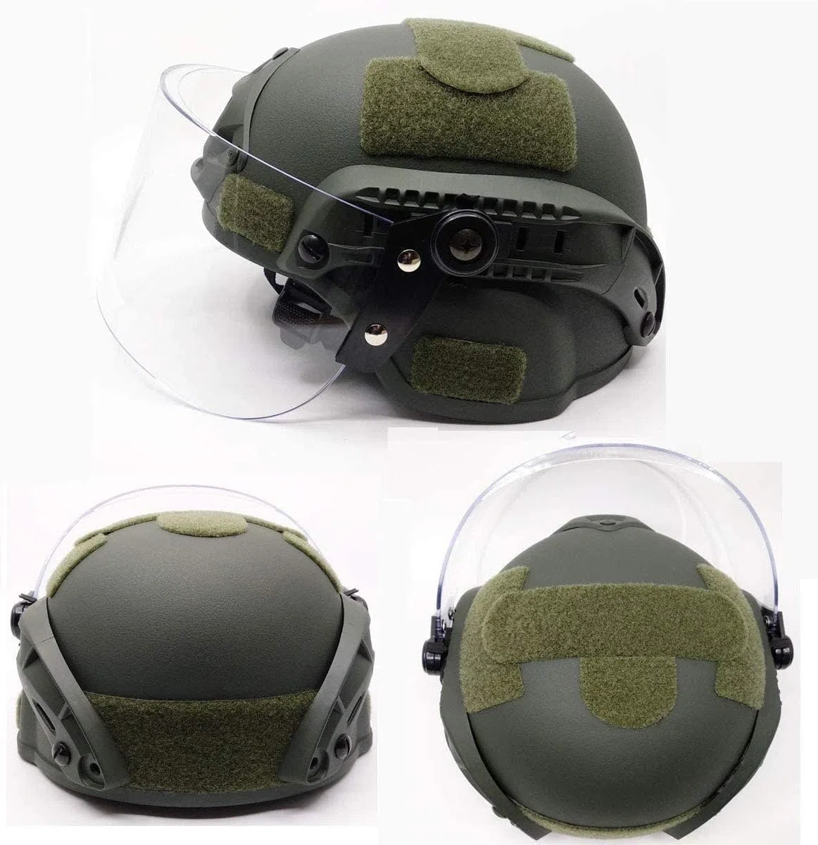 Casco táctico Mich 2000 Fast con Visera Transparente Riot Visor Gafas Protectoras deslizantes para Airsoft Paintball CS War Games Deportes al Aire Libre