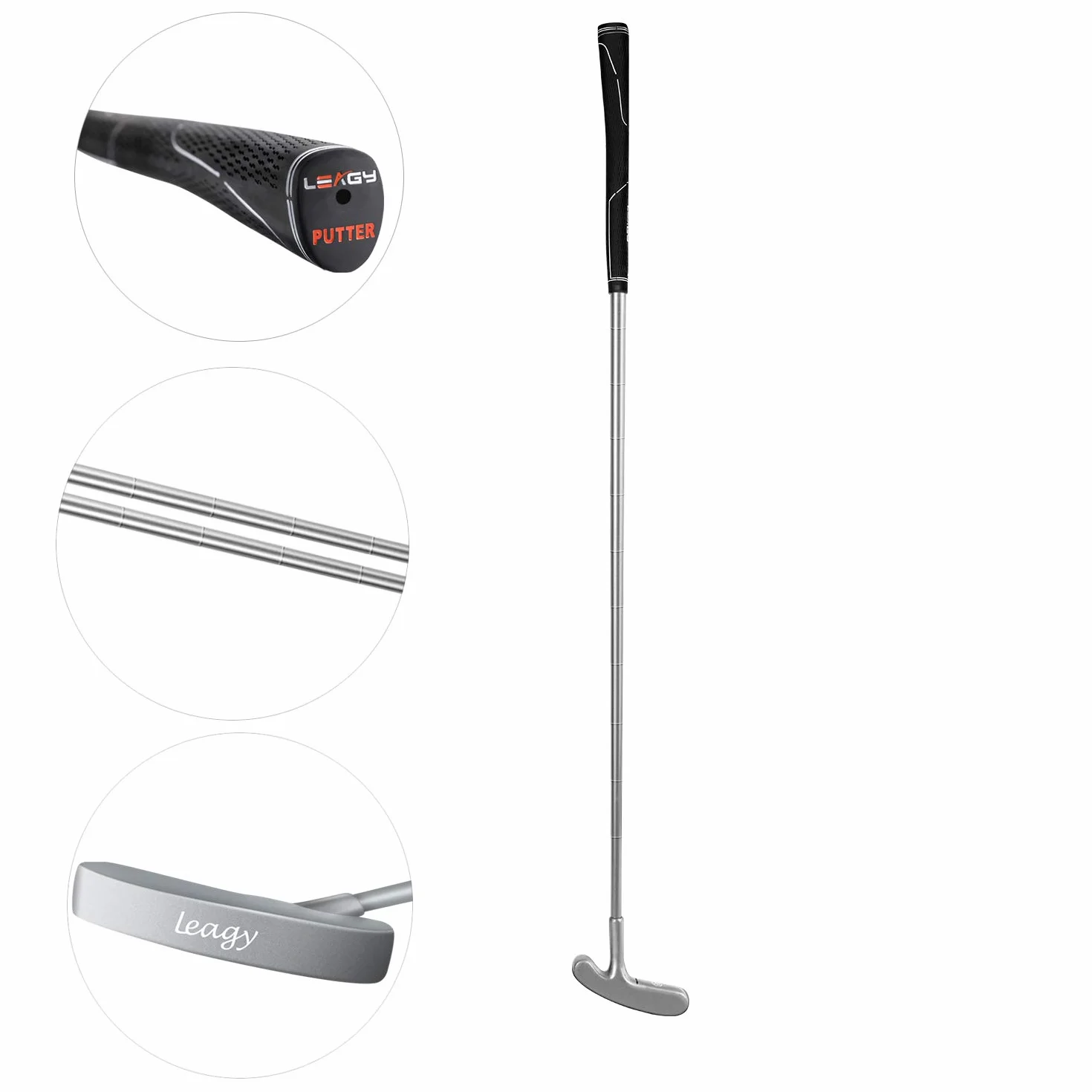 LEAGY - Putter de Golf clásico y Atemporal de 35 Pulgadas de Longitud - Cabeza de Dos vías Estilo Putt y Agarre de Goma Premium para golfistas diestros o Zurdos
