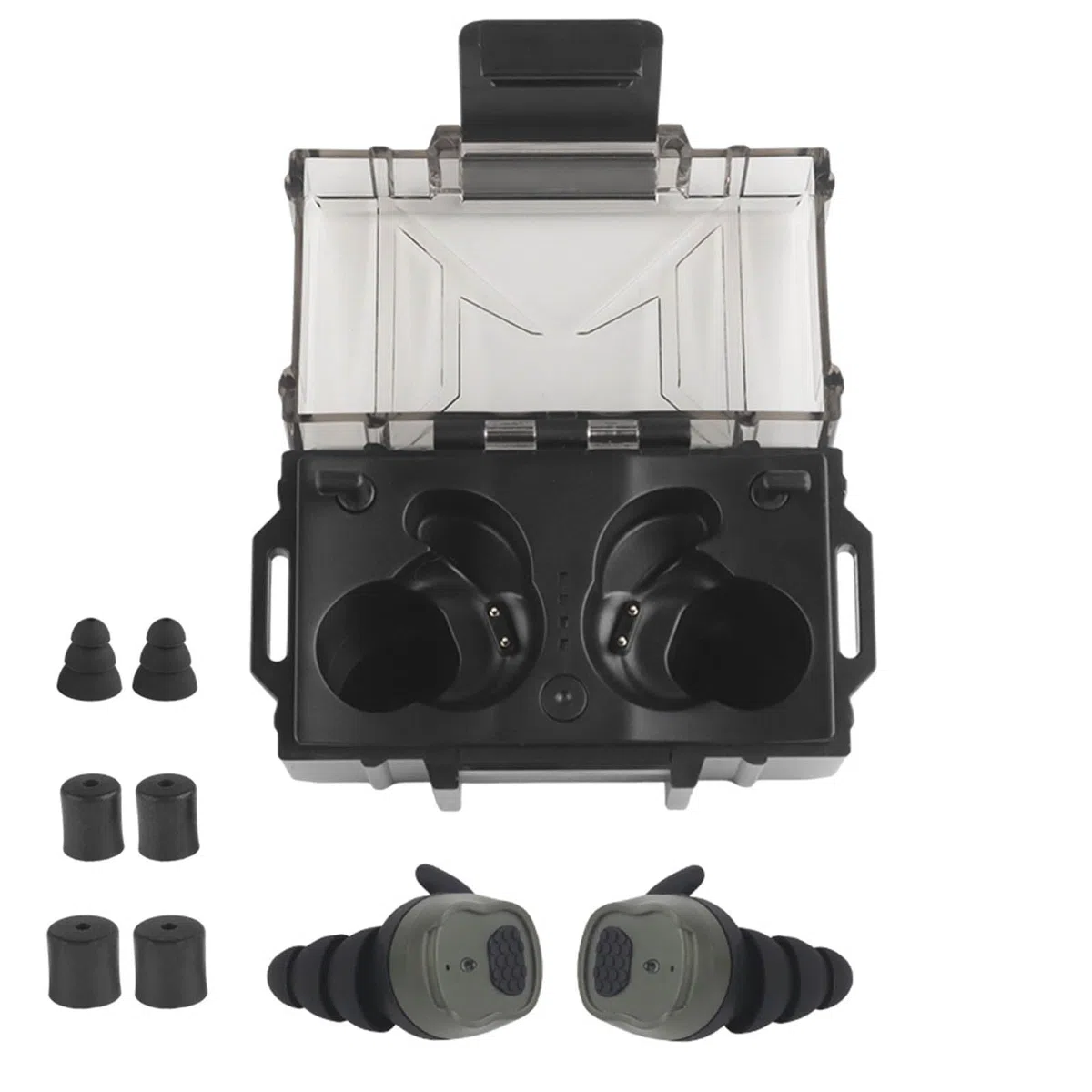 Auriculares Electrónicos para Tiro: Protección Auditiva NRR 26dB 5.3 con Cancelación de Ruido y Amplificación de Sonido. Estuche Recargable para Caza y Tiro Deportivo
