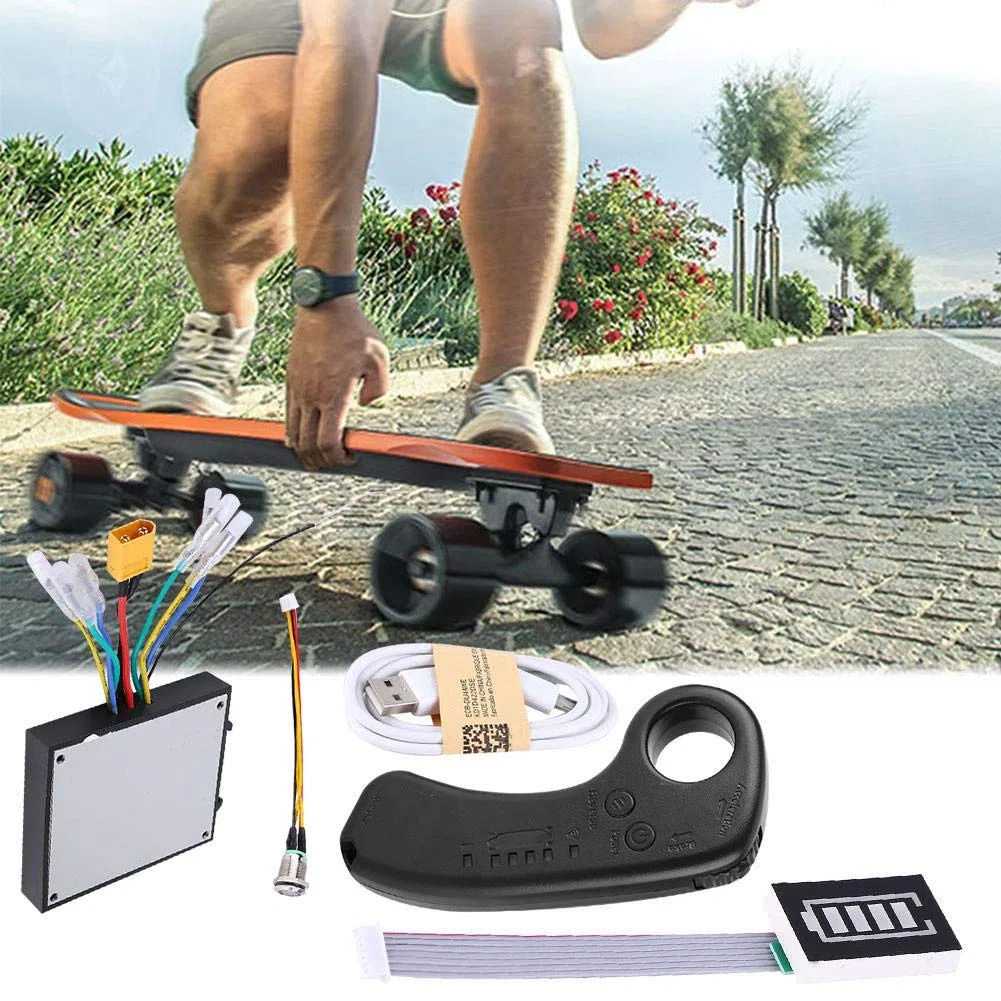 Monopatín eléctrico ESC Kit, MAGT 430W 36V Dual Drive Longboard eléctrico Control sustituto Mainboard Motor sin escobillas con Control Remoto para monopatín DIY
