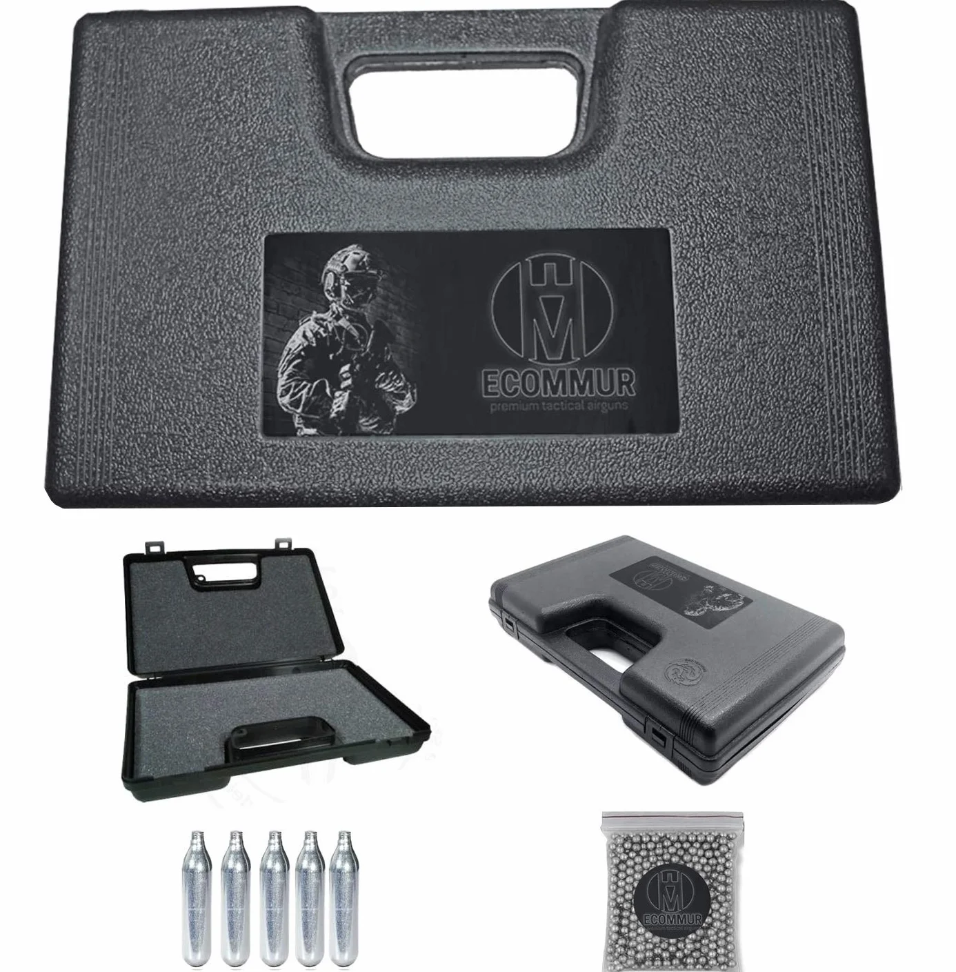 Ecommur. Legends P08 Tipo Luger Alemana| Pistola de perdigones (Bolas BB's de Acero) de Aire comprimido semiautomática 4,5mm + maletín + balines y CO2