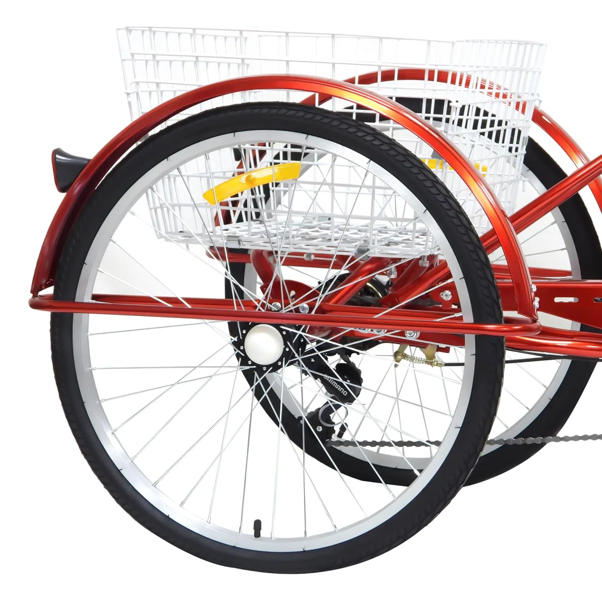 Triciclo para adultos bicicleta con cesta de la compra, para personas mayores, carrito de la compra, ocio, bicicleta de ciudad, luces de crucero, cesta de verduras y respaldo trasero 24