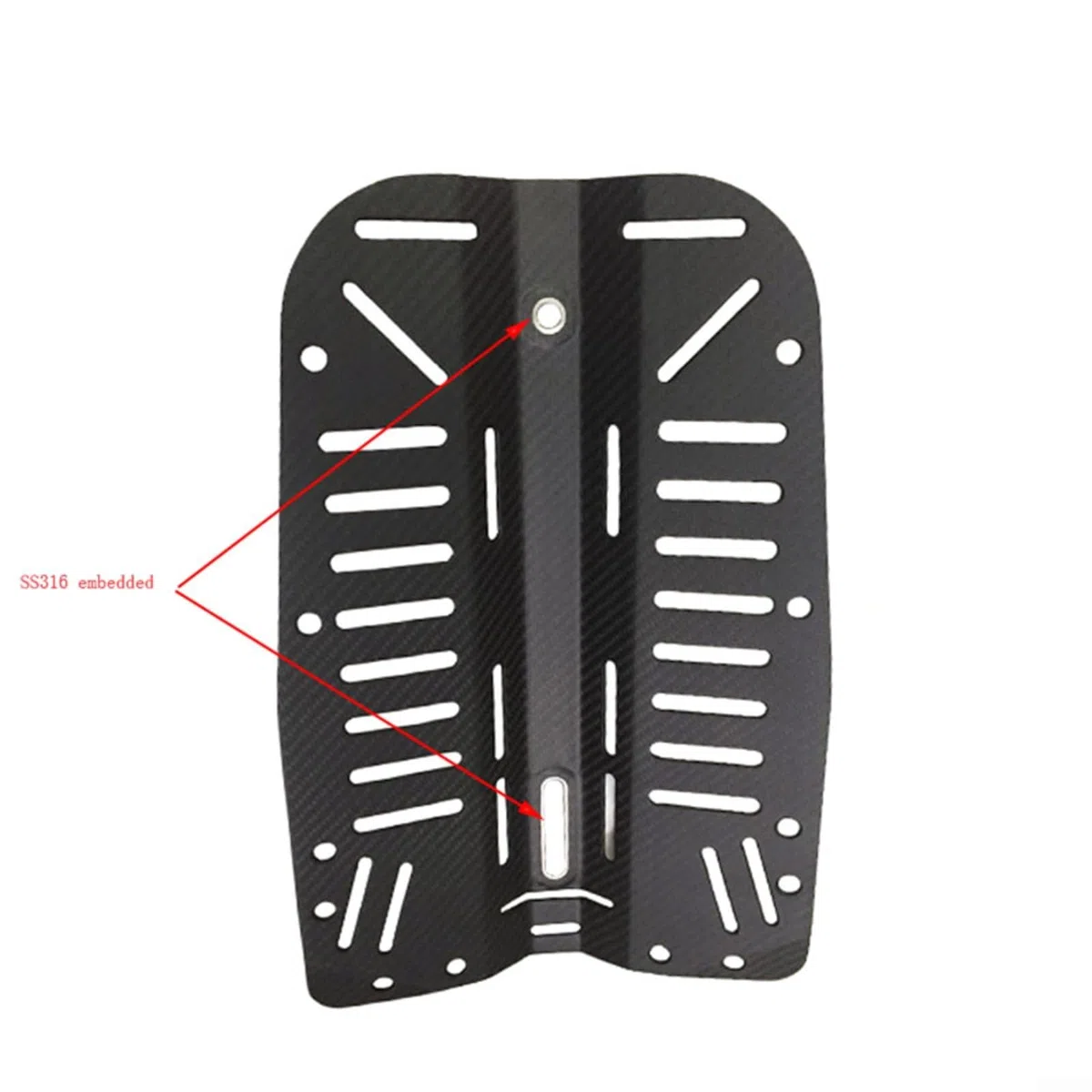 Técnico Buceo Fibra de Carbono Backplate 30x40 cm Sistema de transporte duro para tanque individual y equipo de buceo