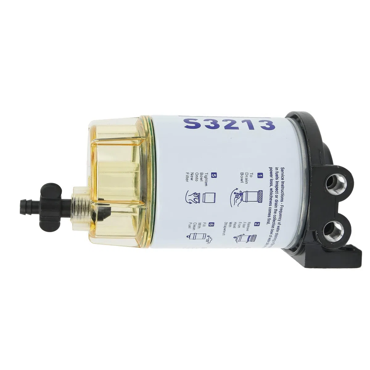 HERCHR Separador De Agua Marina, Reemplazo del Separador De Agua del Filtro De Combustible del Yate del Retiro De La Impureza S3213 para El Motor Externo Marino
