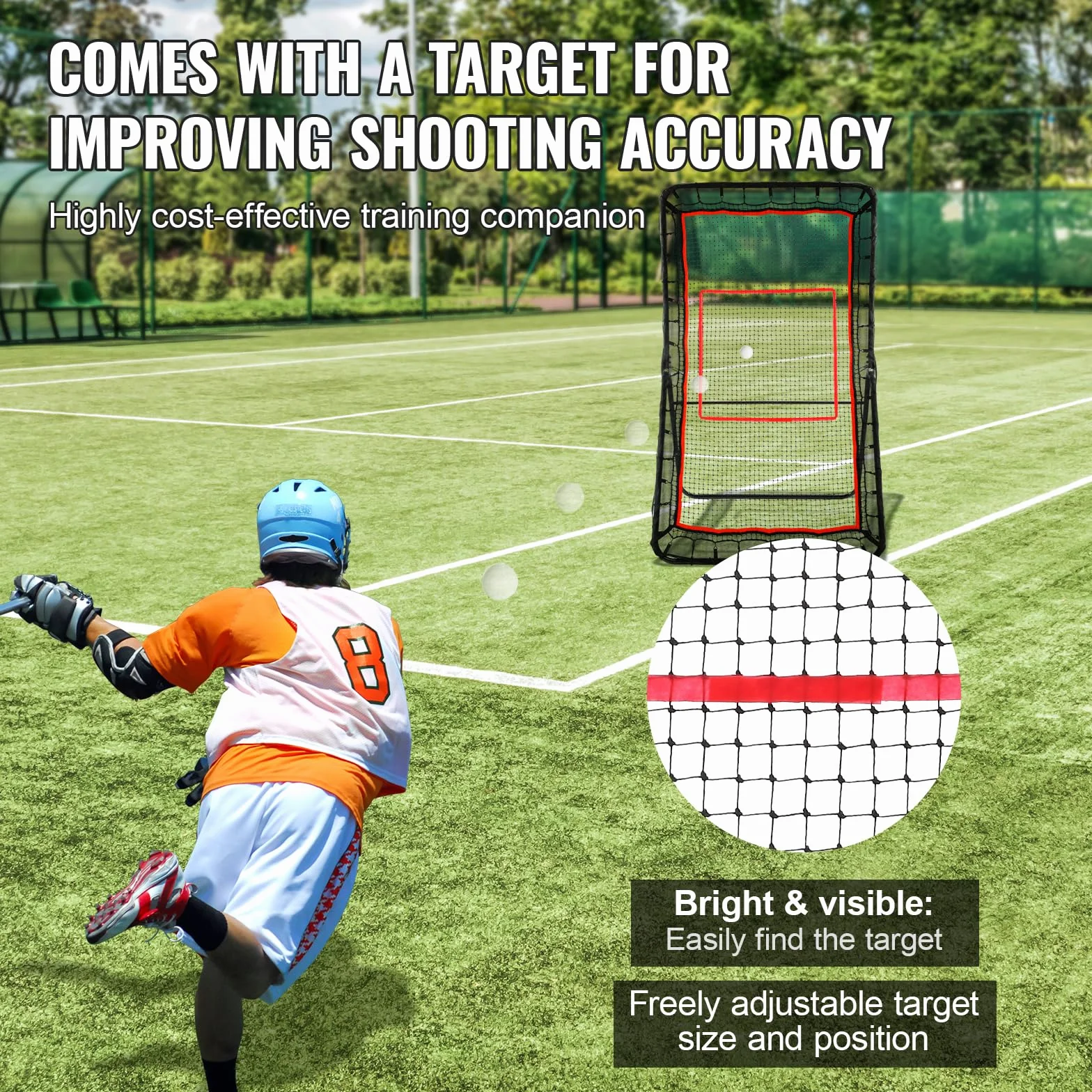 VEVOR Lacrosse Rebotador para patio trasero, red de rebote de voleibol, pantalla de entrenamiento de retorno de béisbol, softball, ángulo ajustable, pared de entrenamiento de práctica de tiro con
