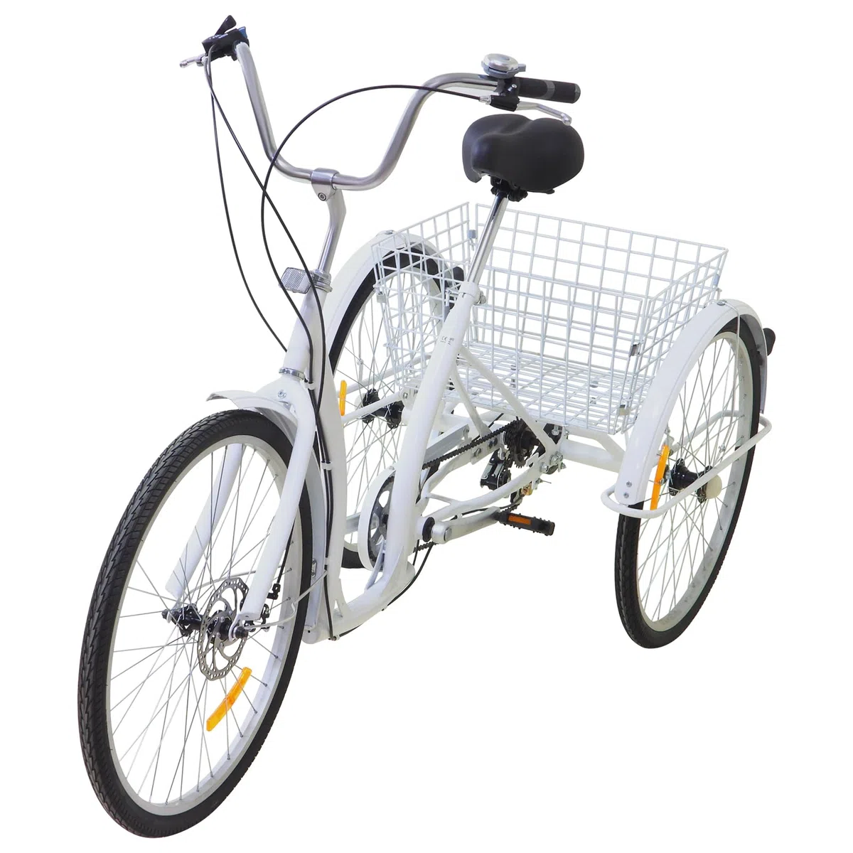 Triciclo de 26 pulgadas para adultos, triciclos para adultos, 6 velocidades, triciclo para adultos, 3 ruedas para personas mayores, triciclo de compras con cesta, bicicleta de compras