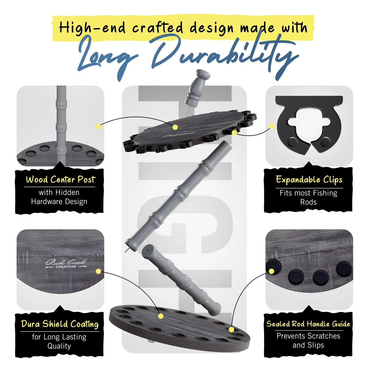 Rush Creek Creations Soporte para cañas de Pescar para 16 cañas de Pescar, para organización y Almacenamiento de Garaje, para carretes de Pesca, Equipo de Pesca, Accesorios de Pesca, Caja de Aparejos