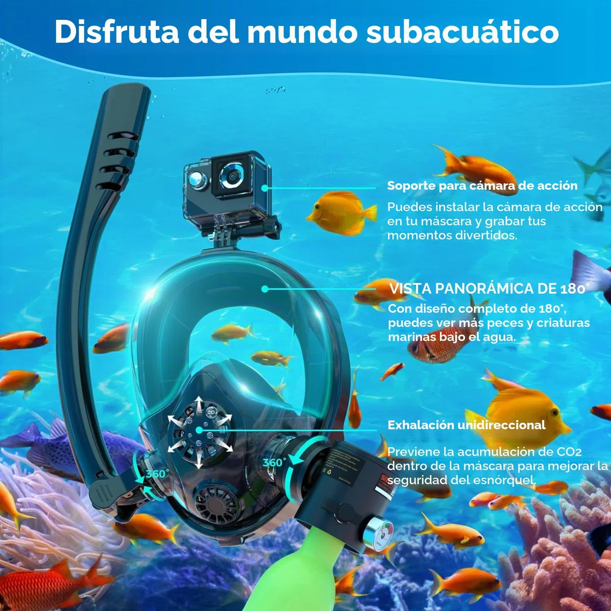 SMACO Mini Botella de Buceo con Máscara de Buceo Bombona de Buceo Pequeñas 0,5 litros Bombona Aire Comprimido Portatil Tanque de Buceo Recargable con Bomba Manual para Viajes Nadar Rescate S300
