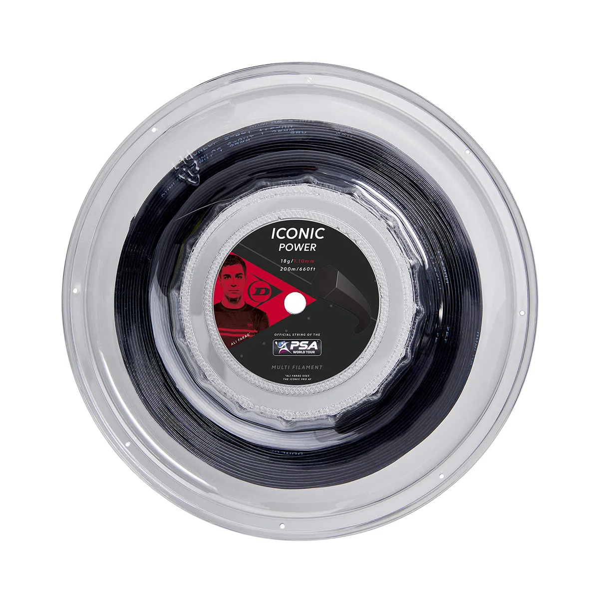 Dunlop Cuerda icónica de Power Squash, Carrete 18 g/1.10 mm, 100 m