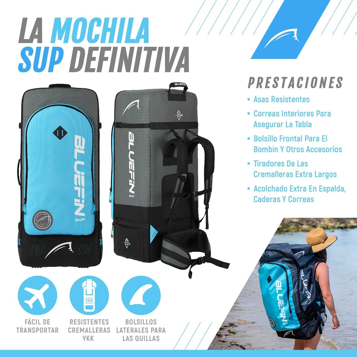 Bluefin Cruise Premium Stand Up Paddle Set | Paddleboard Inflable para Adultos | Paquete Sup con Mochila, Paleta de Fibra de Vidrio y Bomba | Garantía de 5 Años