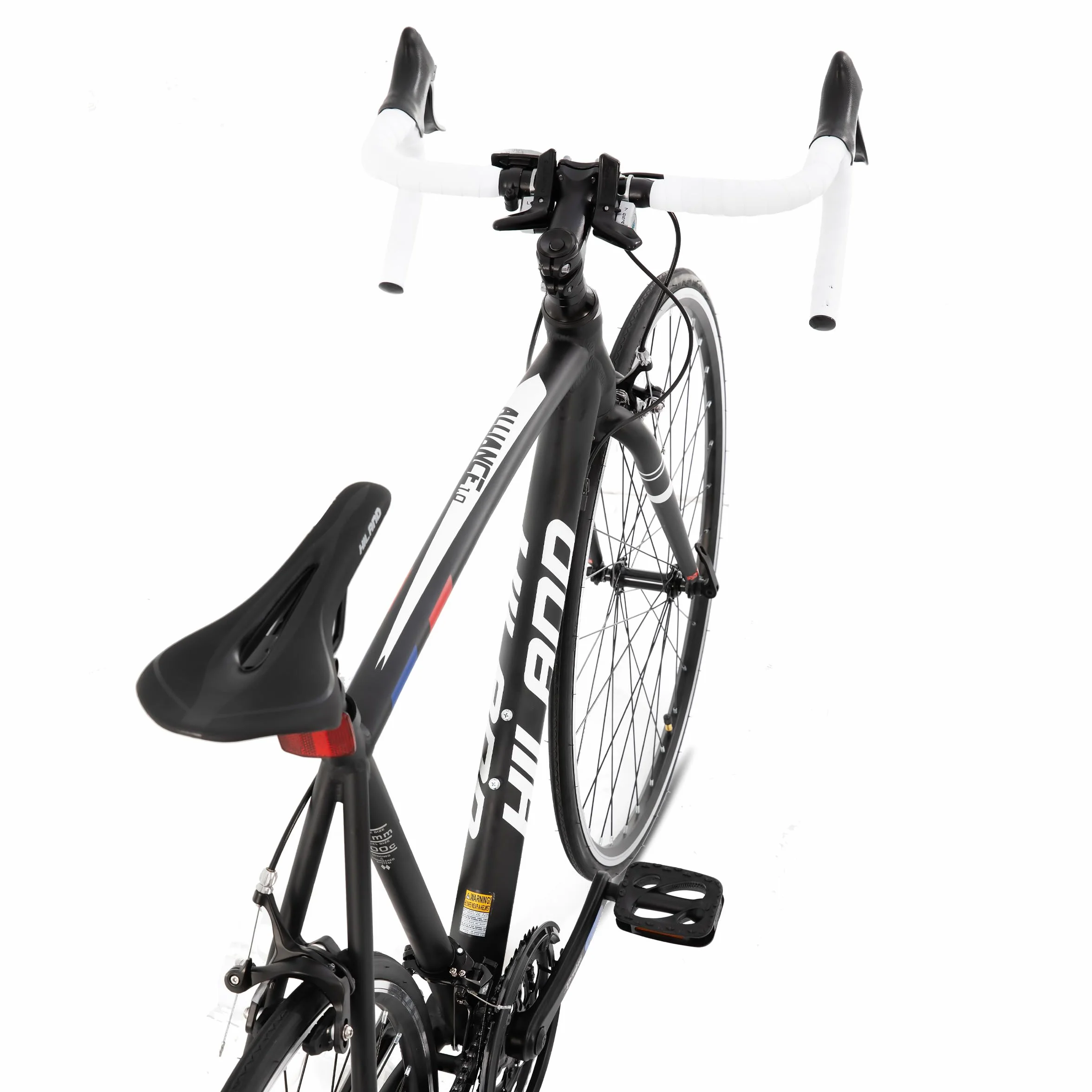 HILAND Alliance Bicicleta de Carretera 28 Pulgadas, 14 Velocidades, Cuadro de Aluminio de 49/53/57 cm para Hombre y Mujer, 700C Bicicleta para Uso Diario para Adultos, Negra/Blanca
