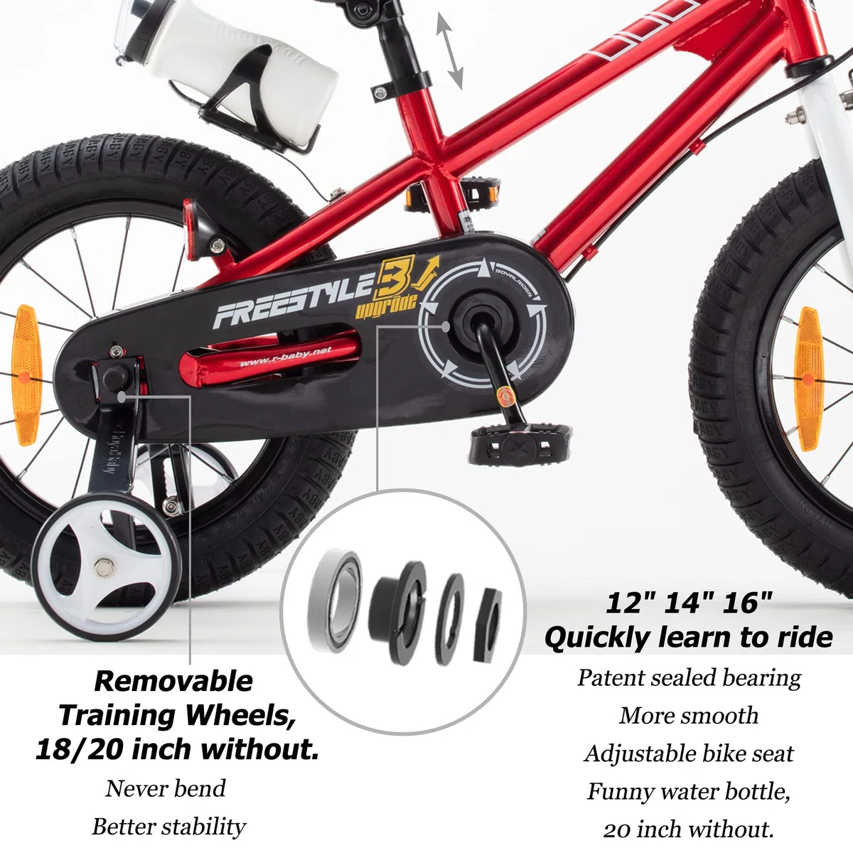 RoyalBaby Bicicletas Infantiles niña niño 3-12 años Freestyle BMX 12 14 16 18 20 Pulgadas Ruedas auxiliares Bicicleta para niños