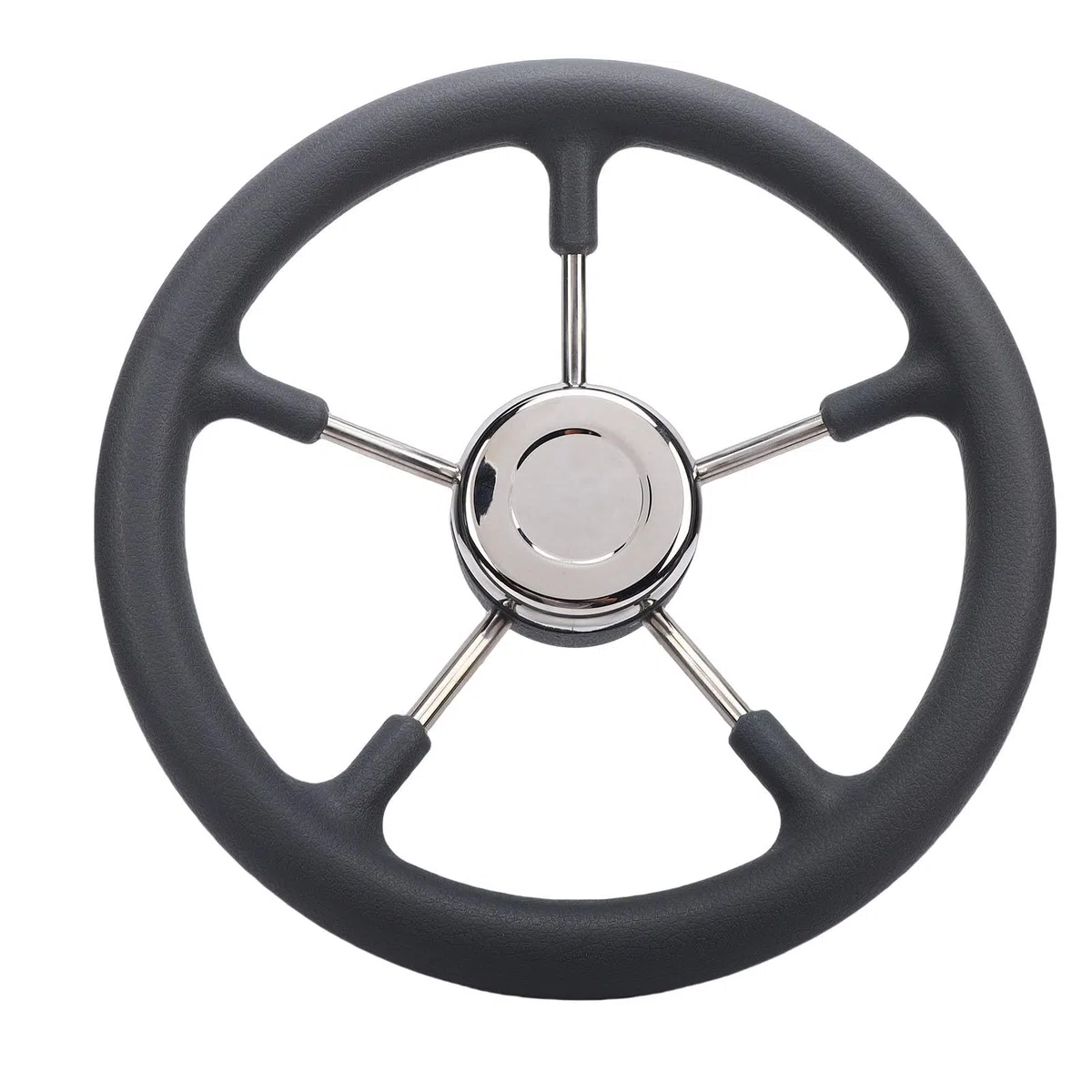 Tbest Volante para Barco de Acero Inoxidable de 13 Pulgadas, Dirección para Barco de Acero Inoxidable Estilo DestroyerRueda con Empuñadura de Espuma, 5 Radios, ángulo de 15 Grados