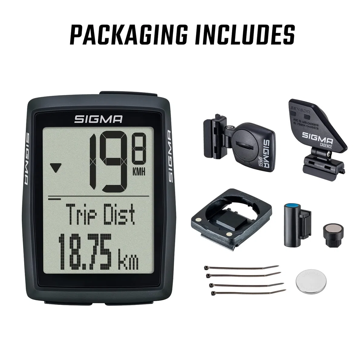SIGMA BC 14.0 WL CAD| Ciclocomputador inalámbrico con 14 Funciones Incl. Sensor de cadencia | Medición de altitud barométrica | Manejo Sencillo con Botones Grandes y Pantalla Clara
