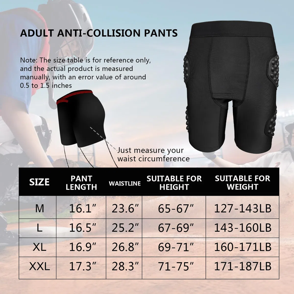 Pantalones cortos acolchados para hombre Skate Compresión Corto Baloncesto Cadera Ropa Interior Protec