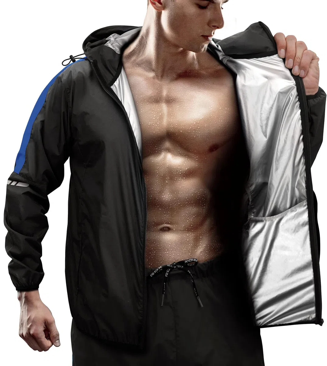 RDX Traje Sauna Mujer Hombre Adelgazante, Reach Oeko Tex 100 Certificado, Sudor Chándal con Capucha, Trajes de Sudoración Deportiva Fitness Boxeo Yoga Running Gimnasio, Conjunto de Pantalón Superior