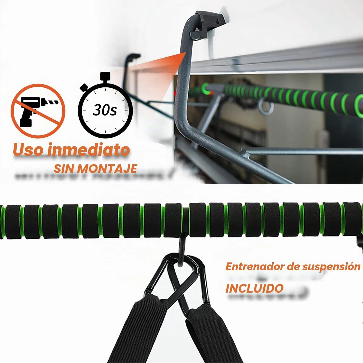 DH FitLife Barra de Dominadas para Marco de Puerta sin Tornillos | Pull up bar Doorway | Barra de Tracción Multifuncional para Colgar | incl. Entrenador de Suspensión | para Puerta de 70 – 92 cm