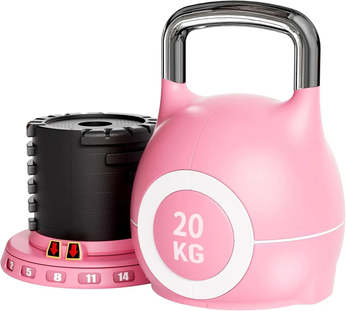 LIFERUN Kettlebell Pesa rusa ajustable con 7 niveles de peso, aluminio fundido a presión y material ABS, Compacta para Entrenamiento de Fuerza, Hogar y Gimnasio