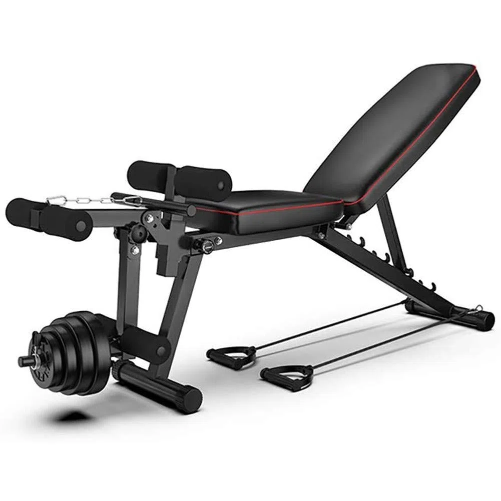 Banco De Musculacion Multifunción, Ajustables Banco De Musculacion Plegable Inclinación con Curler Piernas, para Entrenamiento de Cuerpo Completo, para Gimnasio en casa WOERD