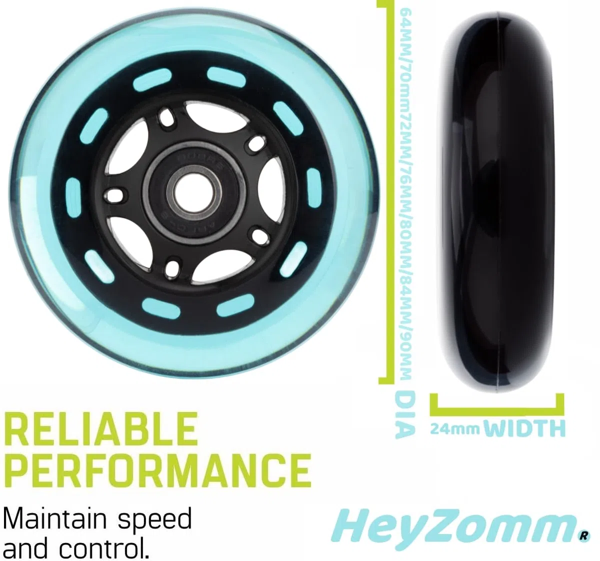 Ruedas de repuesto para patines en línea para exteriores e interiores, ruedas de hockey en línea 85a con rodamientos ABEC-9 y espaciadores flotantes, 64 mm, 70 mm, 72 mm, 76 mm, 80 mm, 84 mm,