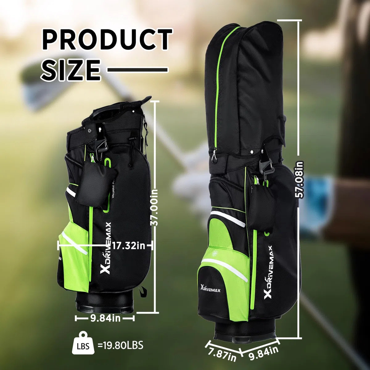 XDriveMax Bolsa de Carrito de Golf, 15 Divisiones para Hombres y Mujeres, Premium con Cubierta para Lluvia, Enfriador y Kit de Accesorios