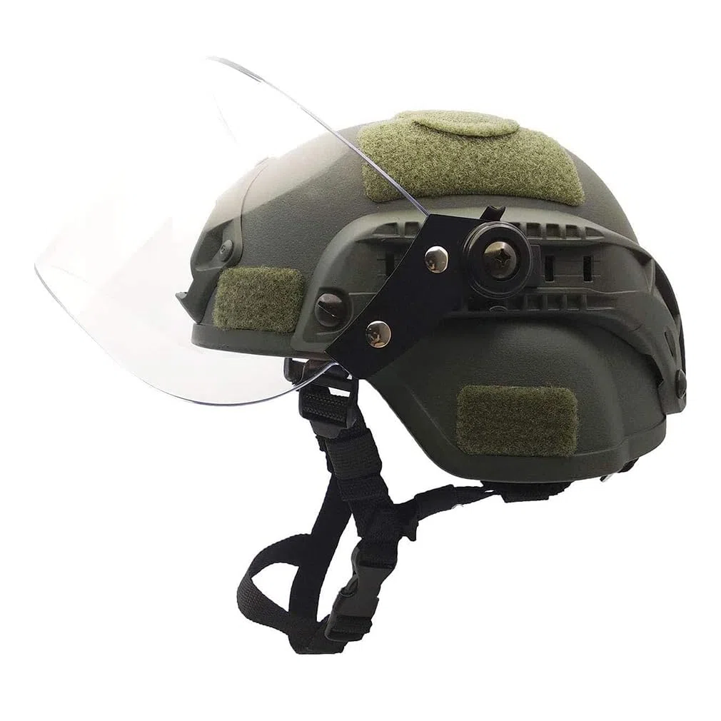 Casco táctico Mich 2000 Fast con Visera Transparente Riot Visor Gafas Protectoras deslizantes para Airsoft Paintball CS War Games Deportes al Aire Libre