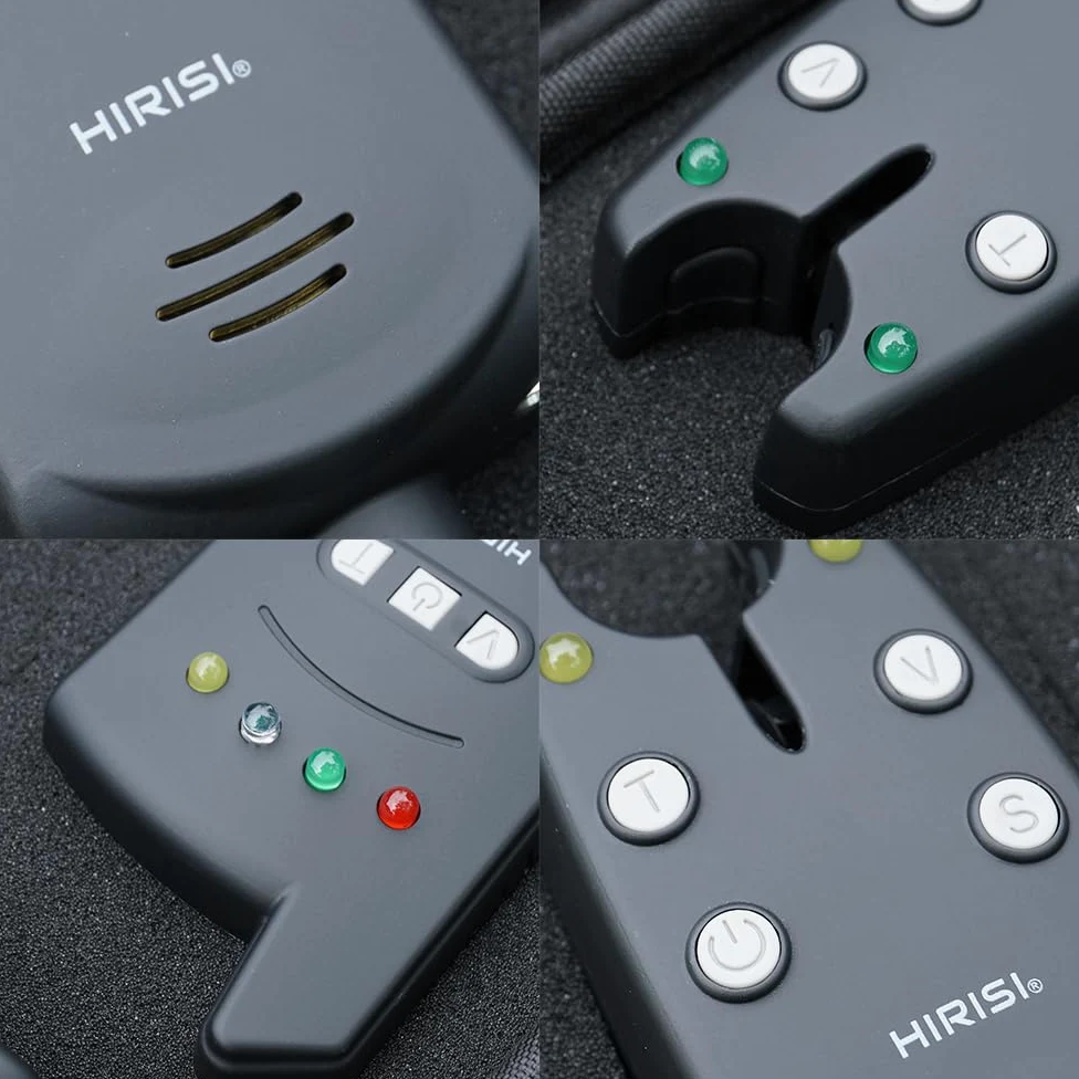 Hirisi Tackle B1235S - Kit de alarma de picada (1 + 2 unidades, funda de transporte, volumen y sensibilidad)
