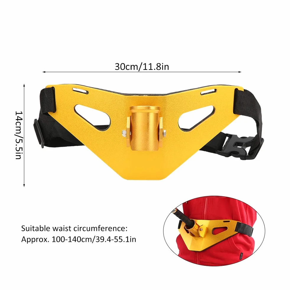 Alomejor Cintura Cinturón de Pesca Ajustable Levántate Cinturón de Lucha contra la Pesca Aleación de Aluminio Gimbal Acolchado Soporte para caña de Pescado