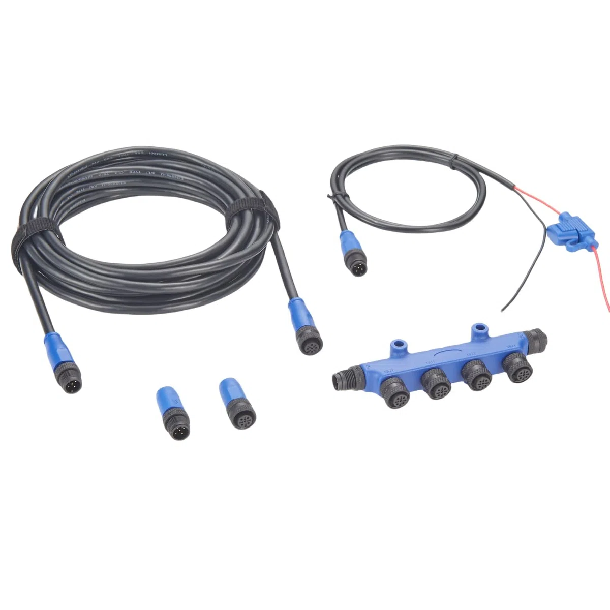 NMEA 2000 N2K - Kit de iniciación de cable troncal de grado marino, cable de caída de 4 puertos, terminadores, cable de alimentación con fusible para redes Lowrance Simrad B&G Navico