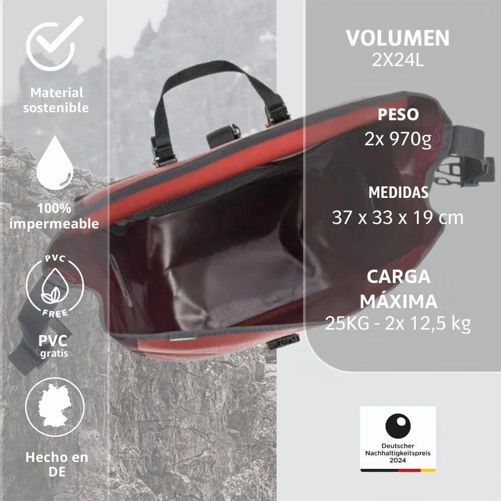 VAUDE Aqua Back – Alforjas para Bicicleta – Juego de 2 Bolsas para Bici adaptables a la Carga e Impermeables – Par de portabultos para Rueda Trasera
