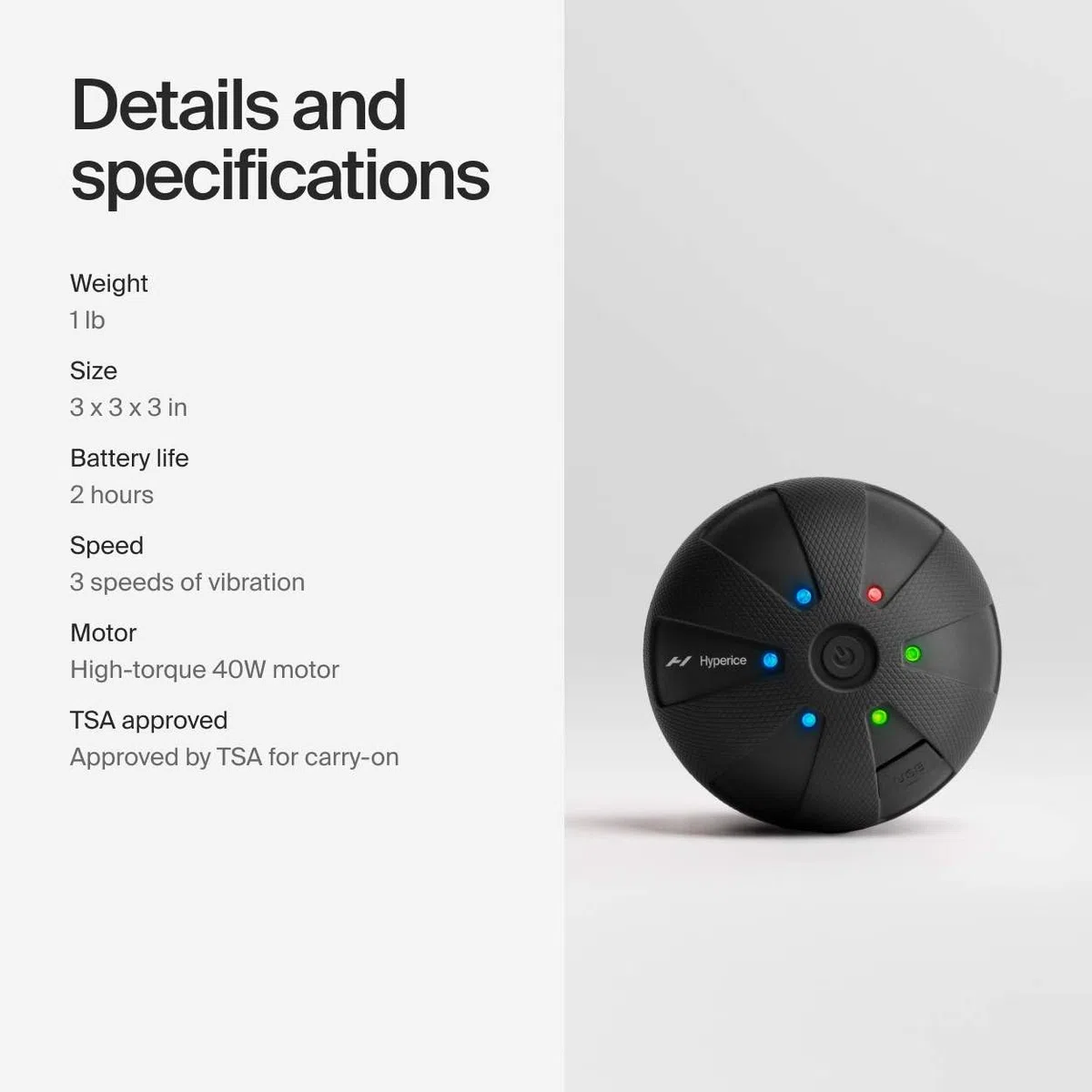 Hyperice Hypersphere Go - Bola de masaje con vibración para la recuperación muscular, liberación miofascial y alivio del dolor - masajeador portátil