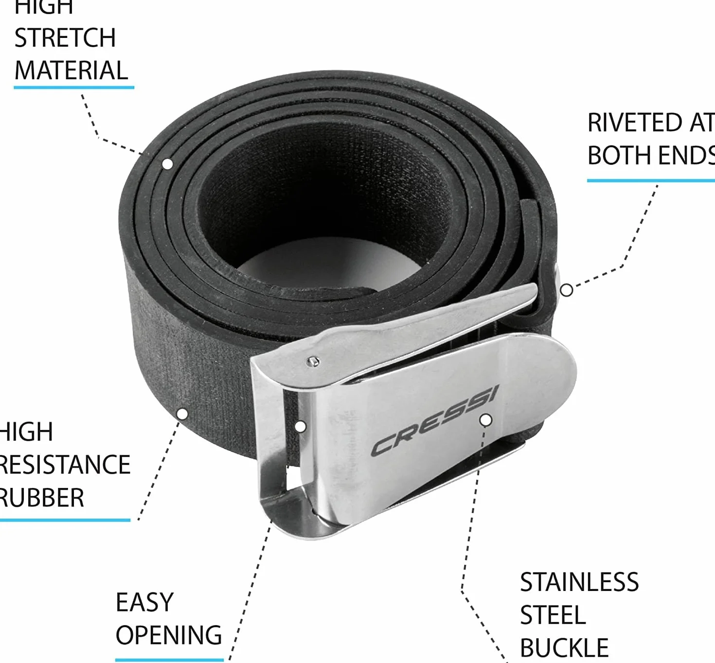 Cressi Premium Weight Diving Belt - with Stainless Steel Buckle