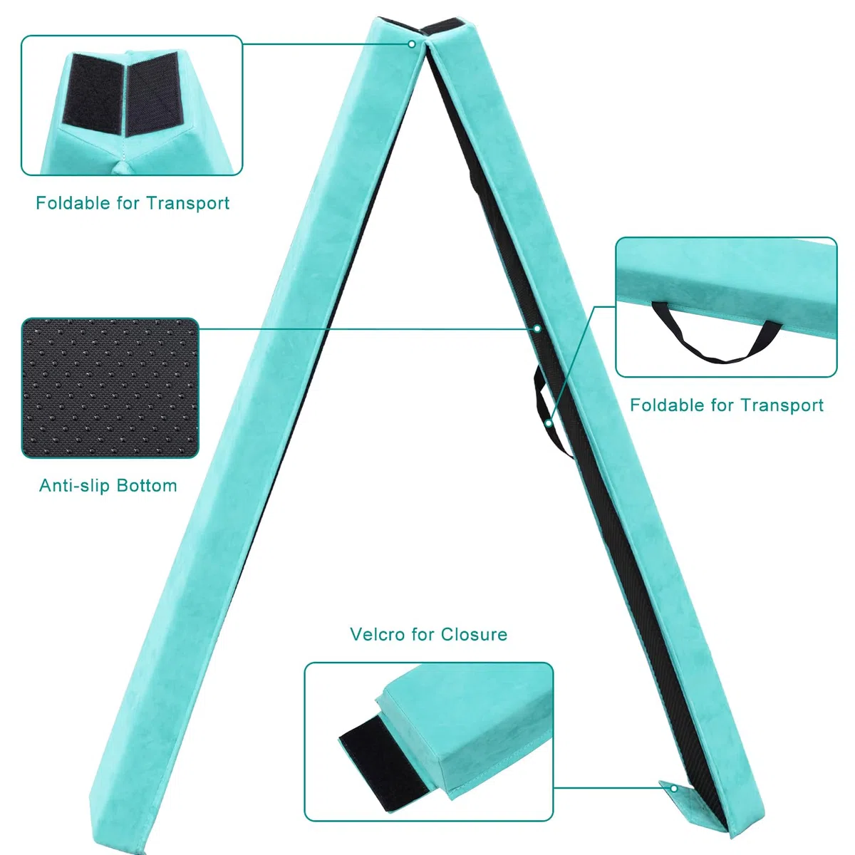 Viga de Equilibrio Gimnasia 240 cm, Barra de Gimnasia Plegable Portátil para Entrenamiento con Base de Goma Antideslizante para Niños, Principiantes y Gimnastas Profesionales