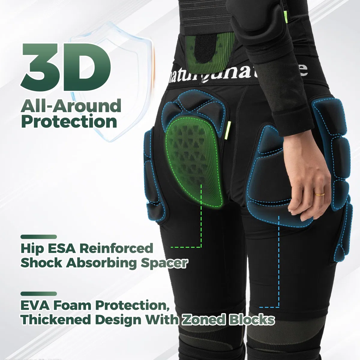 Pantalones Cortos de Protección de Cadera, Coxis con Acolchados para Snowboard, Patinaje y Esquí para Hombres y Mujeres, Ropa Deportiva Resistente a los Impactos al Aire Libre