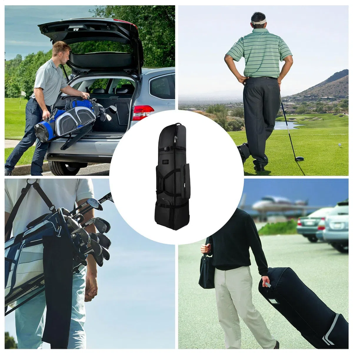 Bolsas de viaje de golf, bolsa de aviación de golf con ruedas, cubierta de viaje, impermeable, plegable, accesorios de almacenamiento de equipaje para exteriores, para compañeros de trabajo