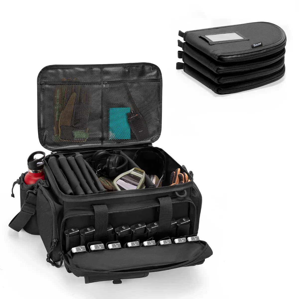 DSLEAF Bolsa táctica para Armas con 4 Estuches para Armas, Bolsa Acolchada para Armas con 16 Ranuras para Cargadores y Bolsillos adicionales (Pendiente de Patente)