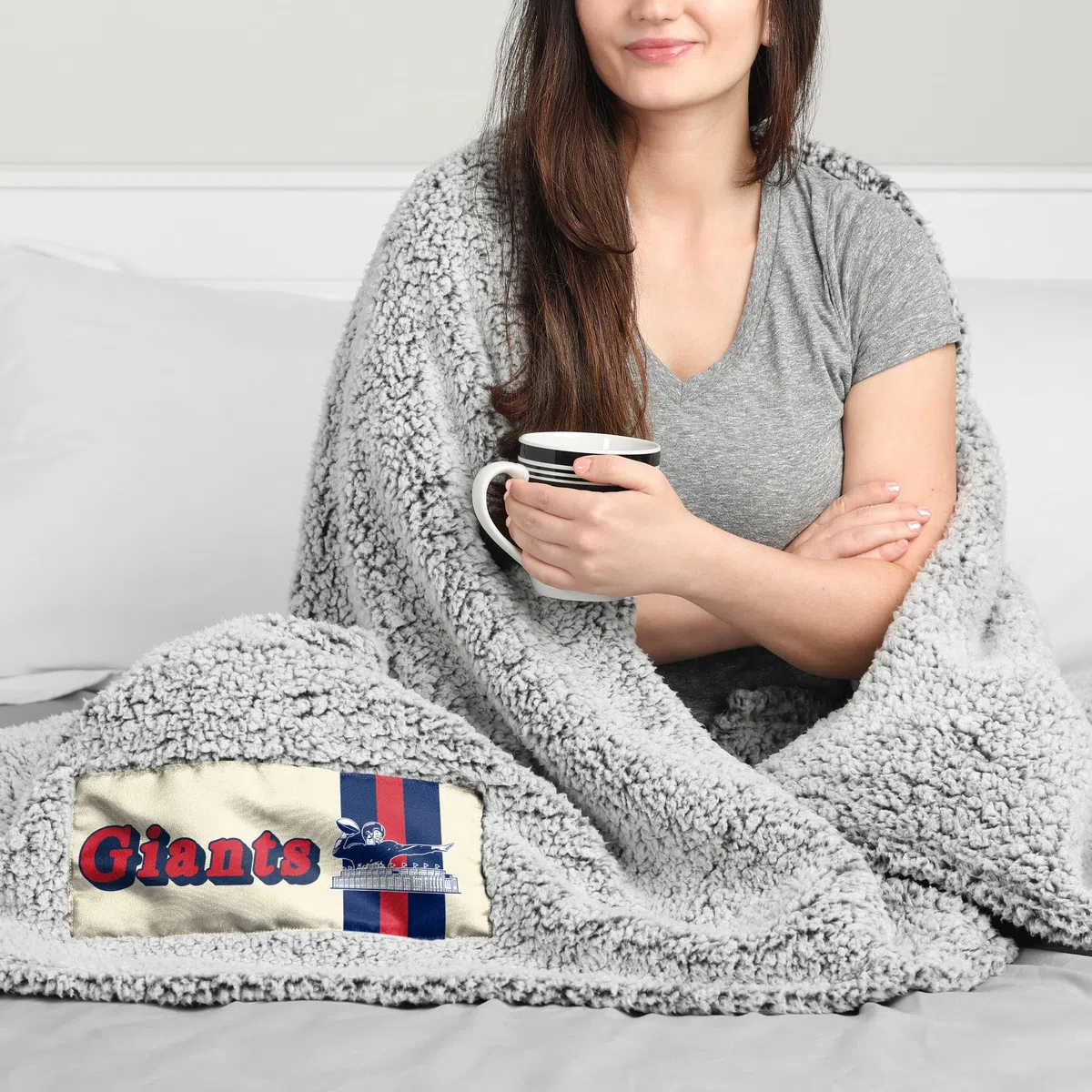 FOCO NFL Team Color Big Logo Cloud Sherpa Blanket 60" X 70" Manta, Unisex